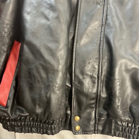 Misty Harbor USA American Flag Faux Leather Bomber Coat Jacket Sz XL Stars - Picture 5 of 16